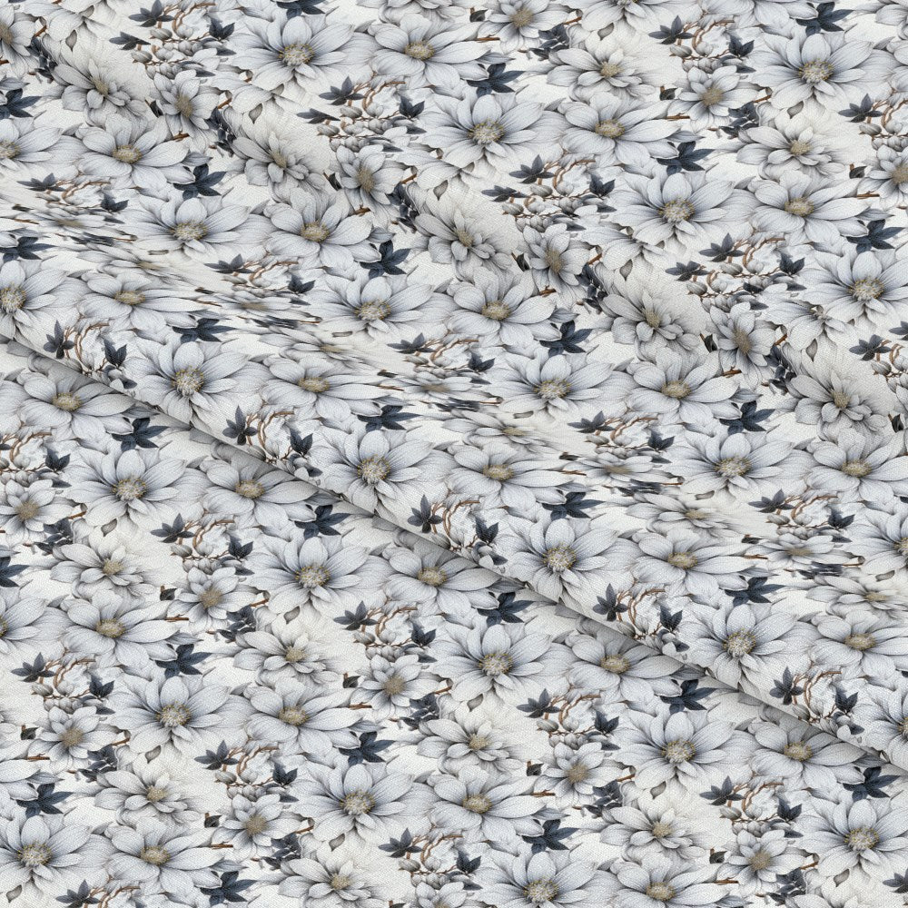 White Flowers Pattern 8 Quilting Cotton Fabric