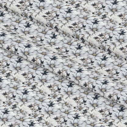 White Flowers Pattern 8 Quilting Cotton Fabric