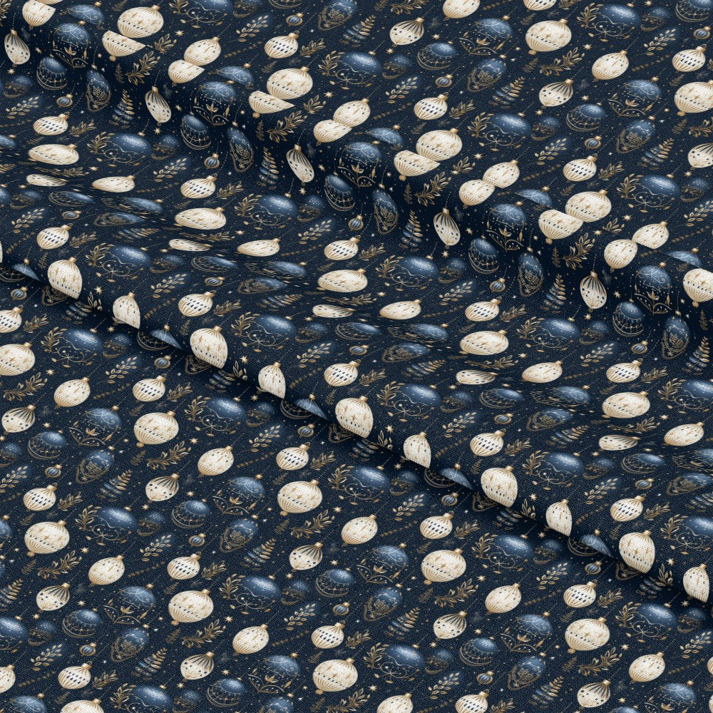 Navy and Cream Christmas Pattern 7 Quilting Cotton Fabric