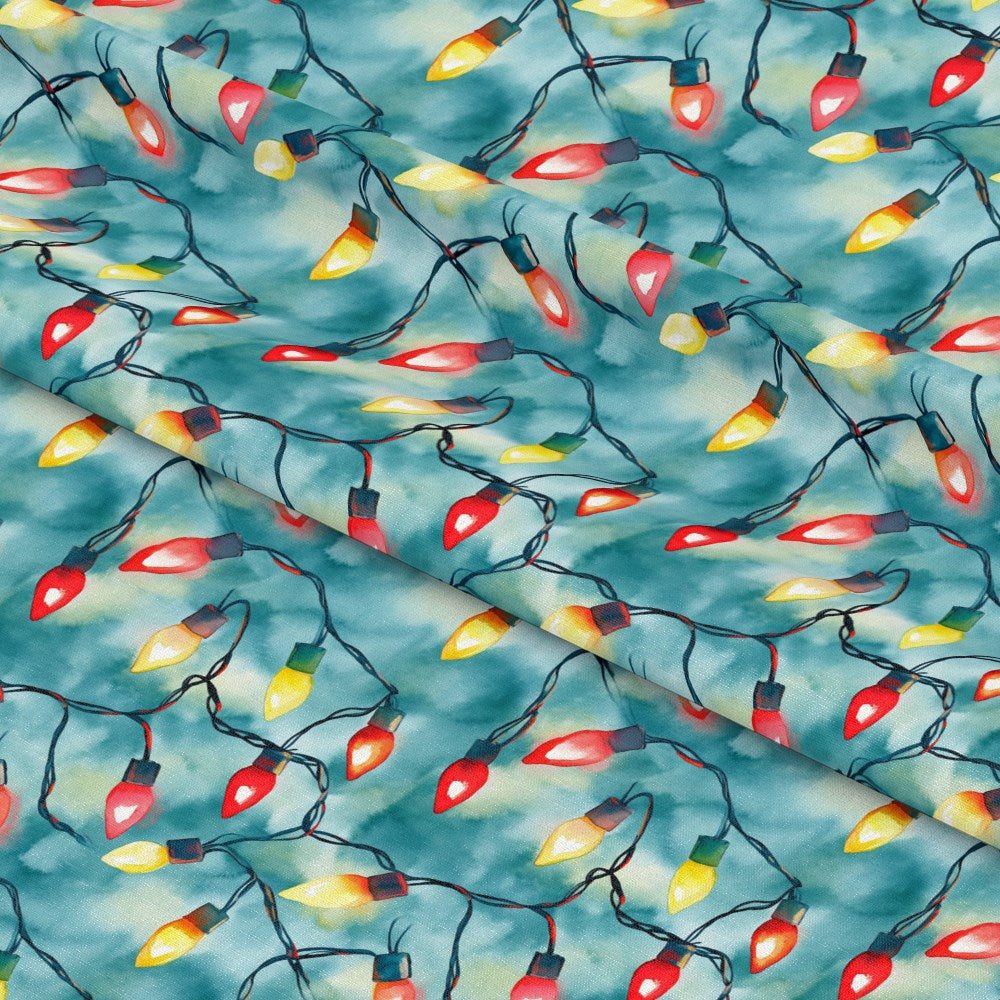 Watercolor Christmas Lights Pattern 3 Quilting Cotton Fabric