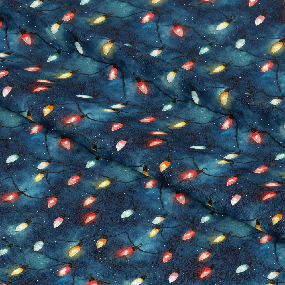 Watercolor Christmas Lights Pattern 4 Quilting Cotton Fabric