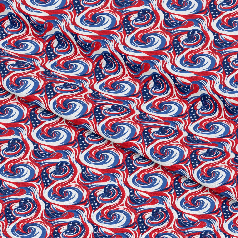 USA Flag Swirls Pattern 4 Quilting Cotton Fabric