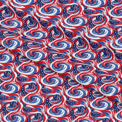 USA Flag Swirls Pattern 4 Quilting Cotton Fabric