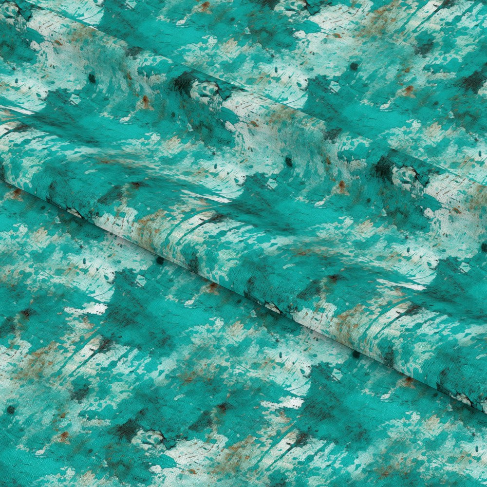 Teal Grunge Pattern 6 Quilting Cotton Fabric