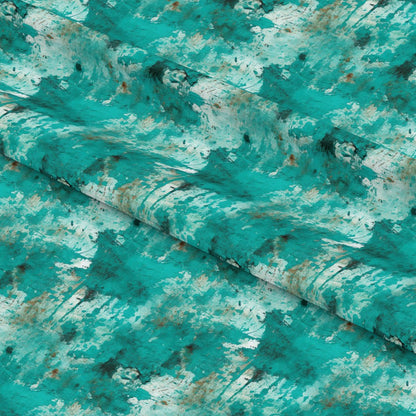 Teal Grunge Pattern 6 Quilting Cotton Fabric