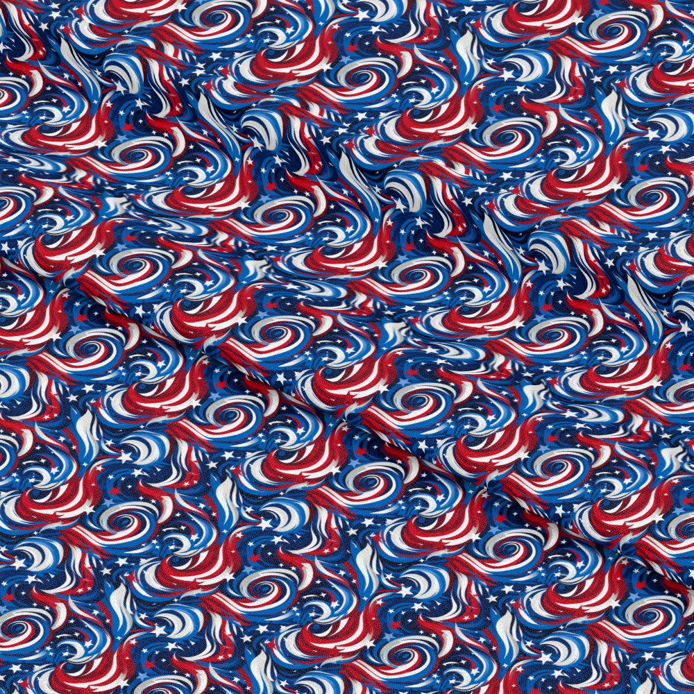 USA Flag Swirls Pattern 5 Quilting Cotton Fabric