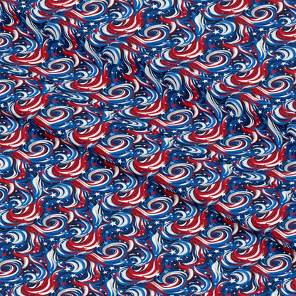 USA Flag Swirls Pattern 5 Quilting Cotton Fabric