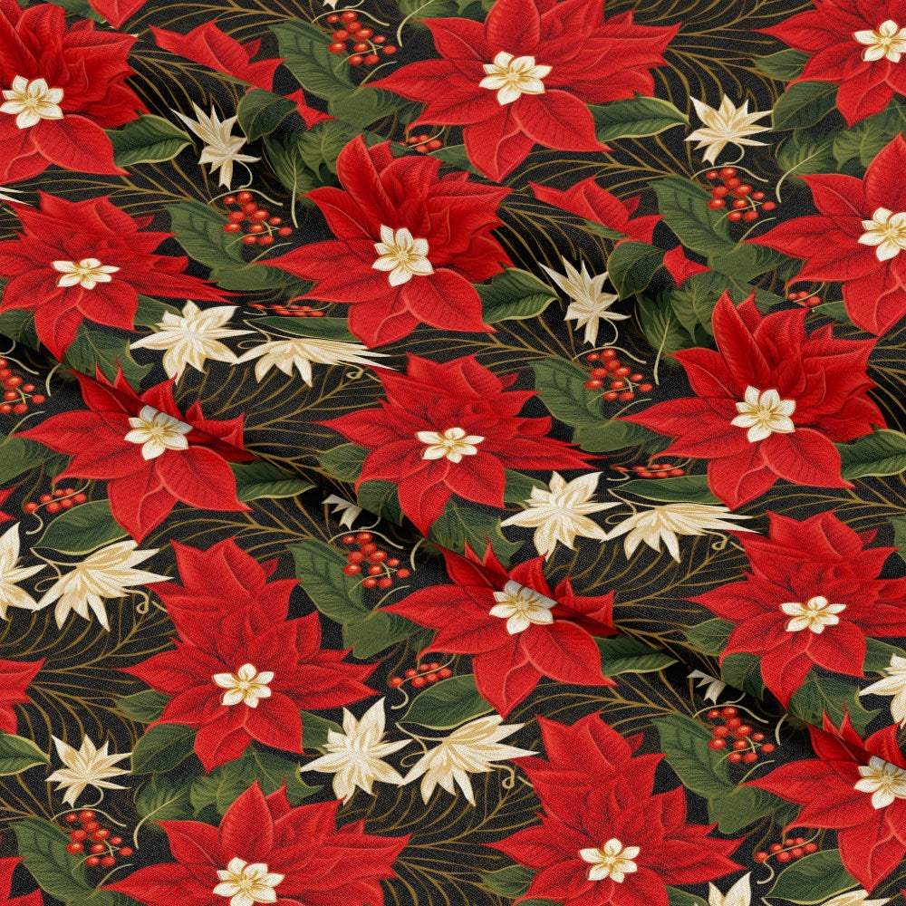 Poinsettia Blooms Pattern 10 Quilting Cotton Fabric