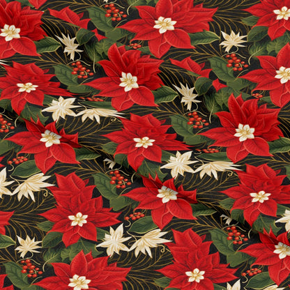 Poinsettia Blooms Pattern 10 Quilting Cotton Fabric