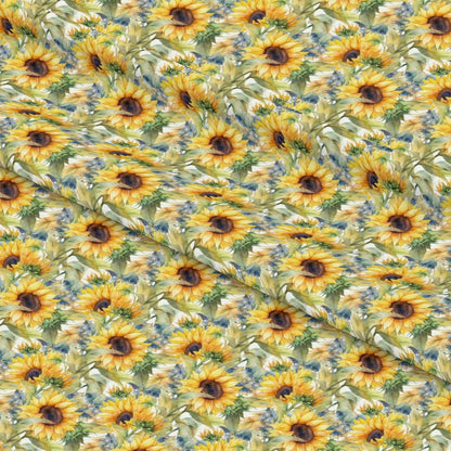 Sunflower and Butterfly Pattern 23 Quilting Cotton Fabric