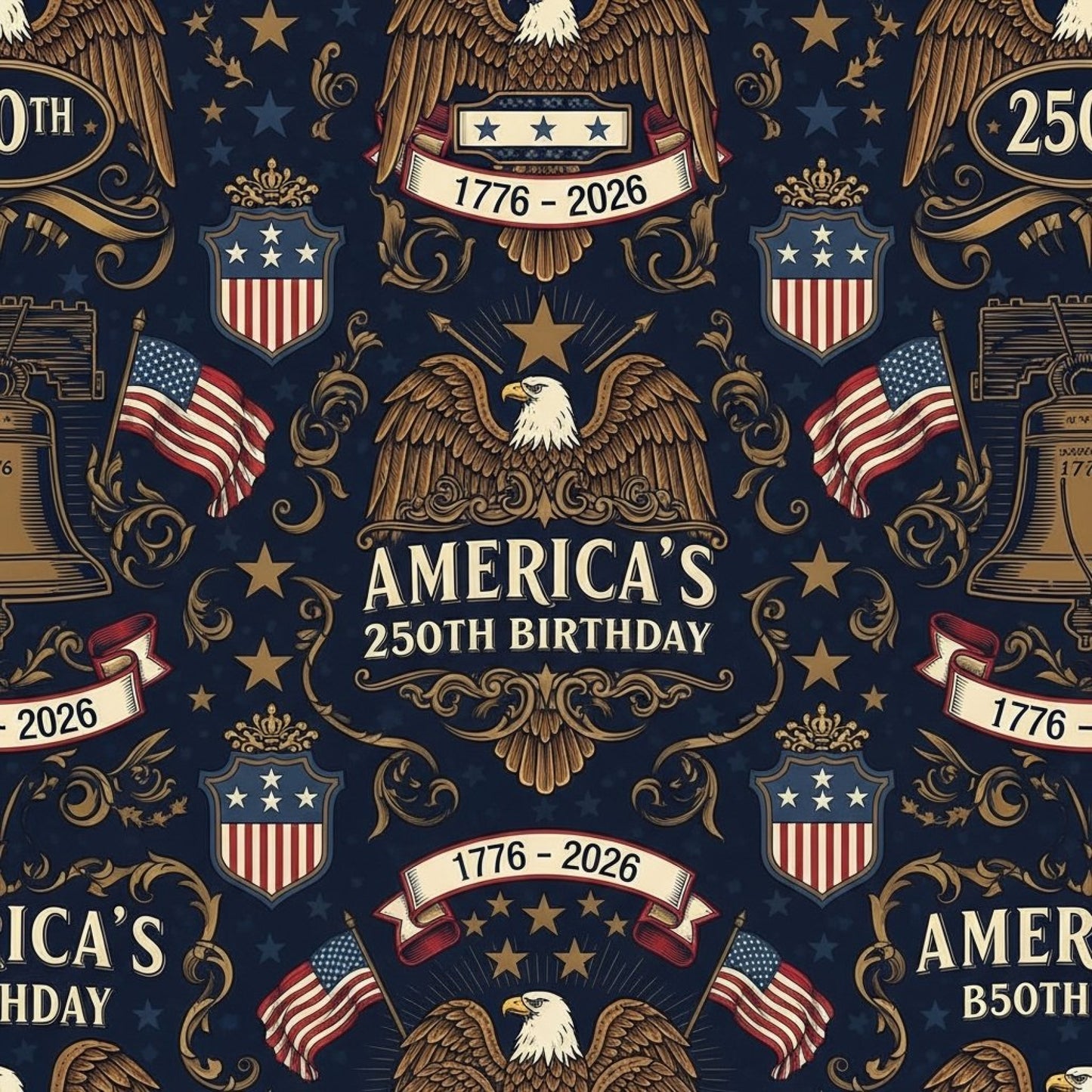 250th Anniversary Pattern 20 Quilting Cotton Fabric