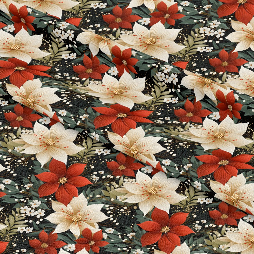 Poinsettia Blooms Pattern 6 Quilting Cotton Fabric
