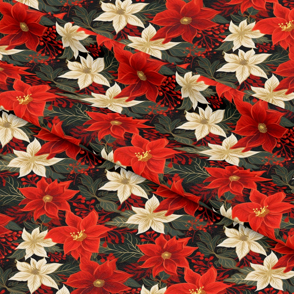 Poinsettia Blooms Pattern 11 Quilting Cotton Fabric