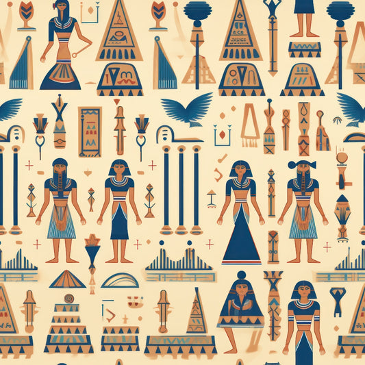 2D Ancient Egypt Pattern 53 Quilting Cotton Fabric