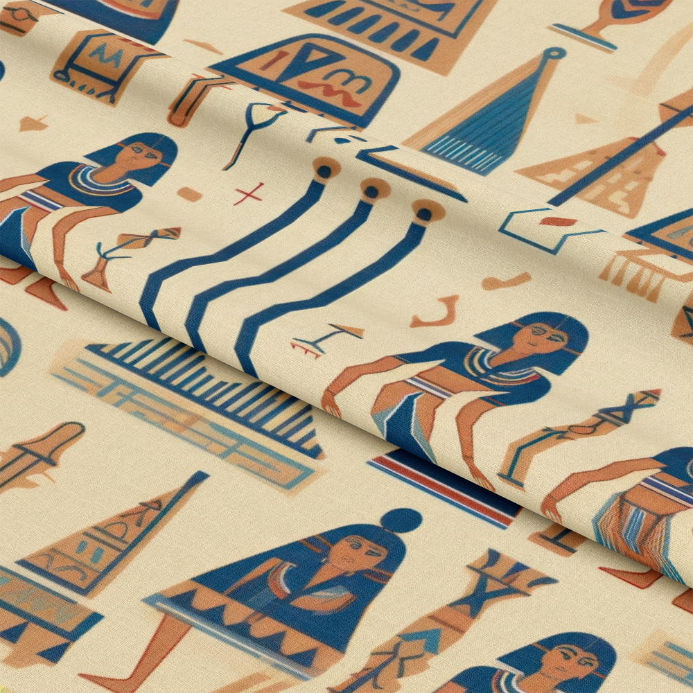 2D Ancient Egypt Pattern 53 Quilting Cotton Fabric