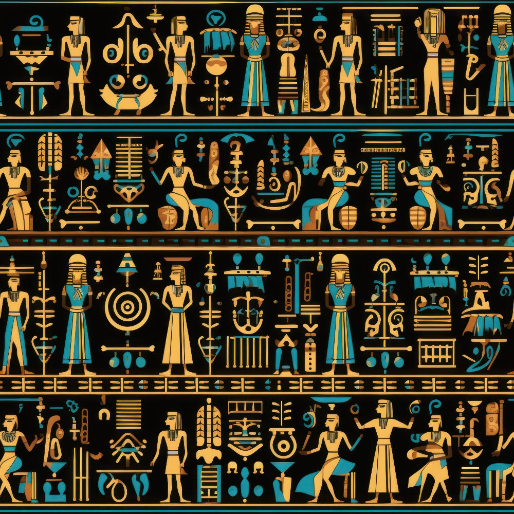 2D Ancient Egypt Pattern 58 Quilting Cotton Fabric