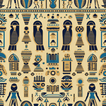 2D Ancient Egypt Pattern 62 Quilting Cotton Fabric