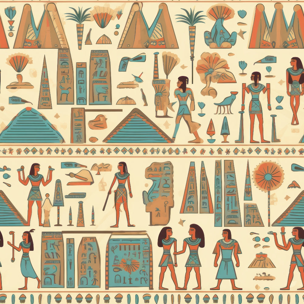 2D Ancient Egypt Pattern 64 Quilting Cotton Fabric