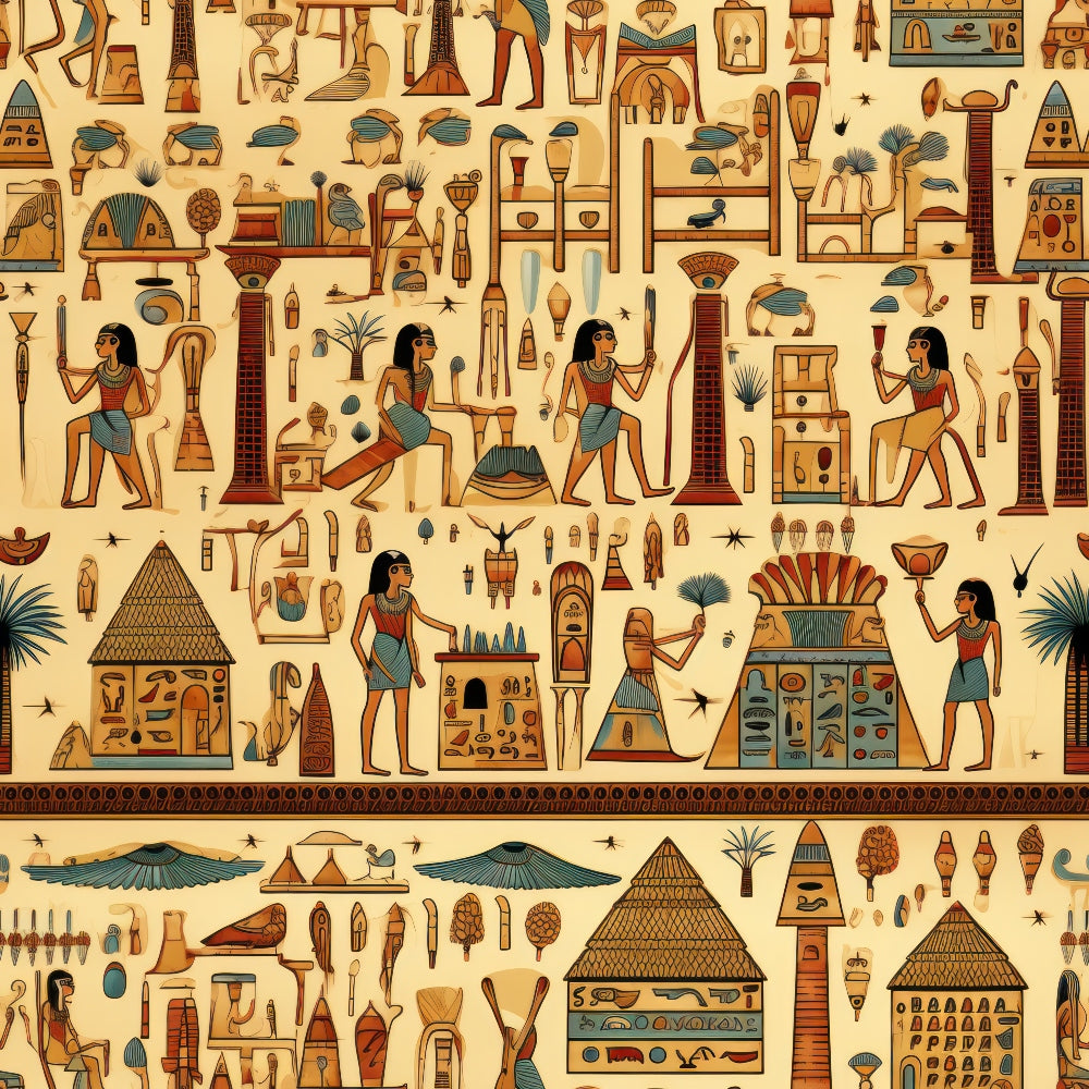 2D Ancient Egypt Pattern 6 Quilting Cotton Fabric