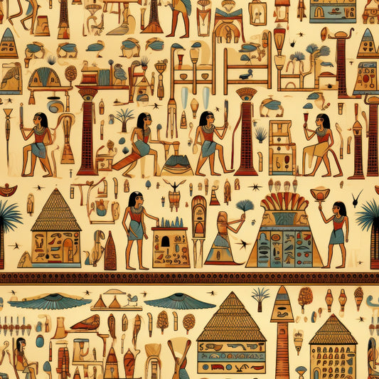 2D Ancient Egypt Pattern 6 Quilting Cotton Fabric