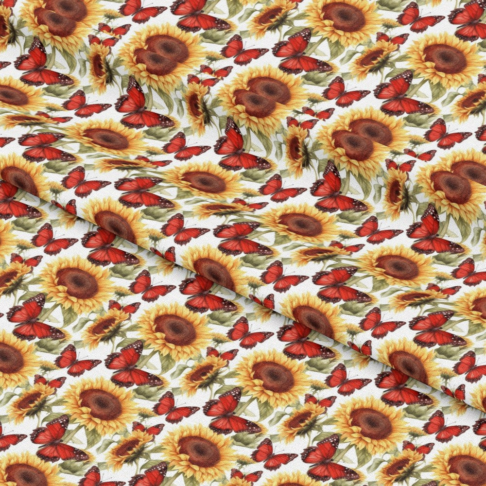 Sunflower and Butterfly Pattern 27 Quilting Cotton Fabric