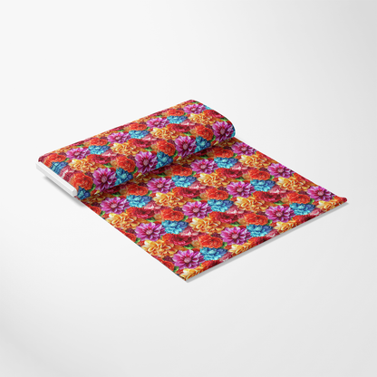 3D Colorful Florals Pattern 2 Quilting Cotton Fabric, fabric, quilting, cotton, floral, colorful, vibrant, multicolor, orange, pink, blue, yellow, textile, printed, soft, premium, yardage