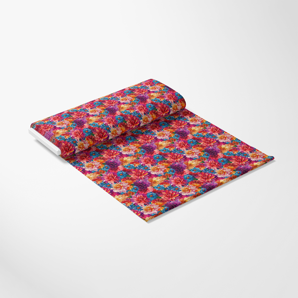 3D Colorful Florals Pattern 7 Quilting Cotton Fabric, floral, vibrant, multicolor, bright, pink, red, blue, orange, yellow, detailed, textile, cloth, quilting, cotton, fabric, soft, premium, yardage, decorative, botanical, nature-inspired