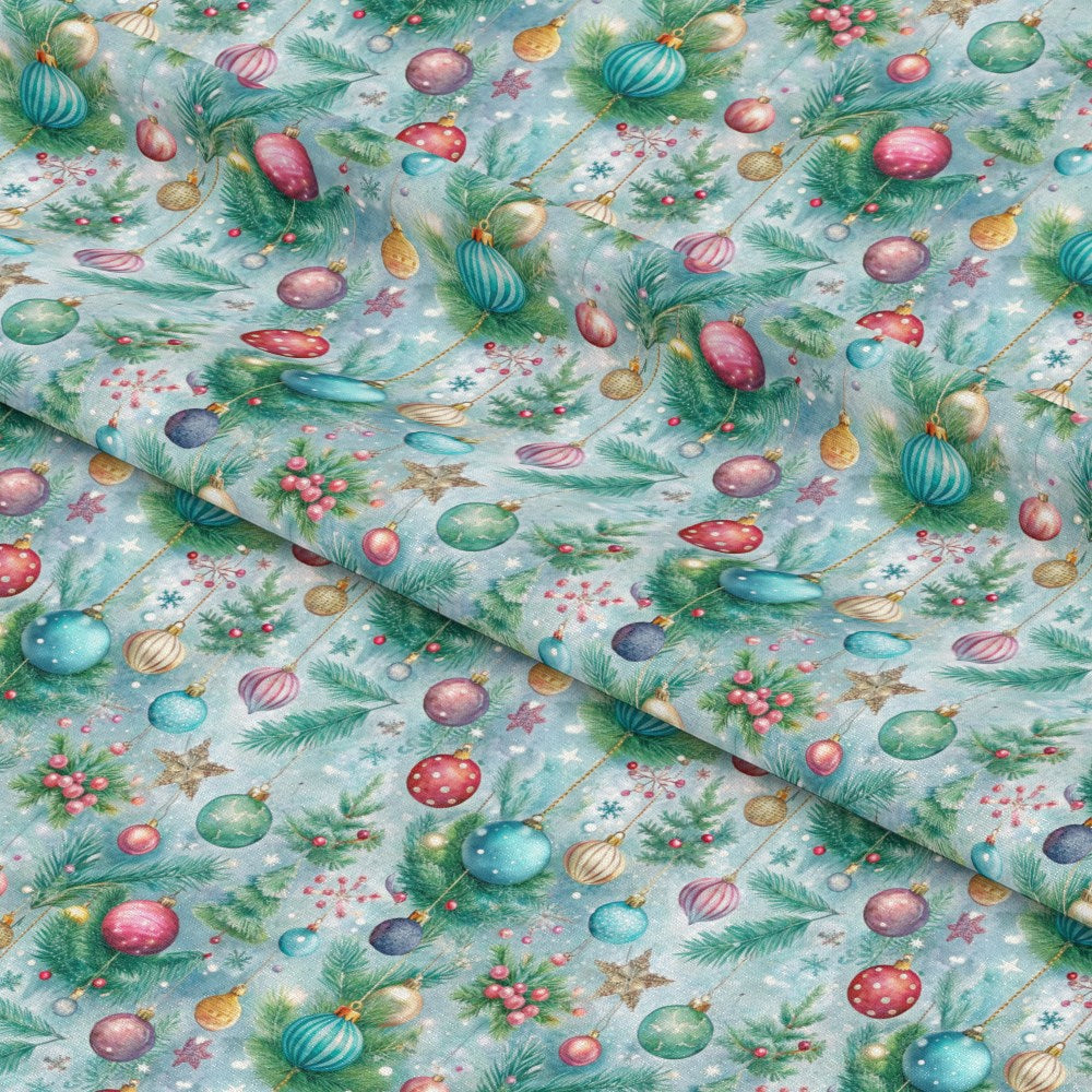 Pastel Christmas Time Pattern 2 Quilting Cotton Fabric