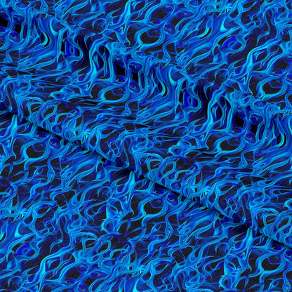 Blue Splash Fire Flame Pattern 15 Quilting Cotton Fabric