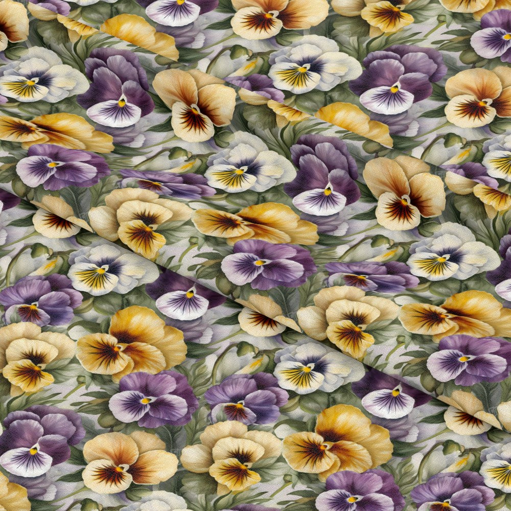 Pansy Flowers Pattern 11 Quilting Cotton Fabric