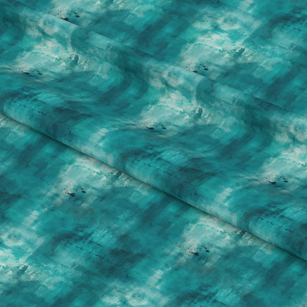 Teal Grunge Pattern 4 Quilting Cotton Fabric
