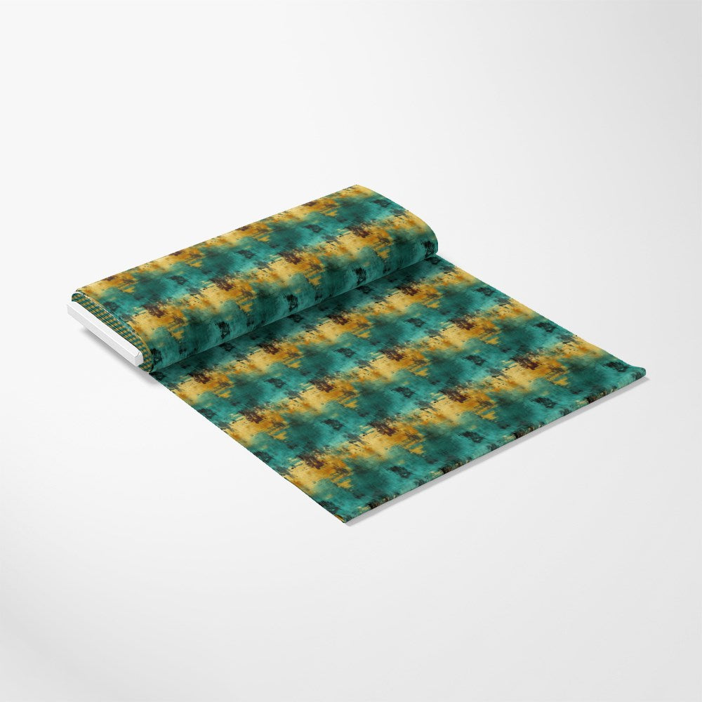 Teal Grunge Pattern 12 Quilting Cotton Fabric