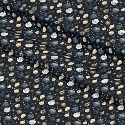 Navy and Cream Christmas Pattern 5 Quilting Cotton Fabric
