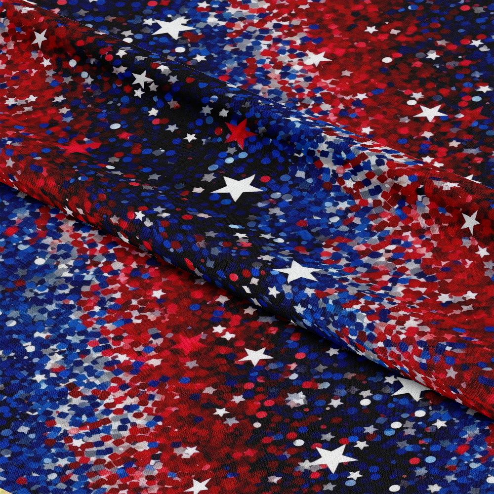 4th-of-July Glitter Pattern 11 Quilting Cotton Fabric red blue white star confetti patriotic textile cotton quilting textile premium quality patriotic design
