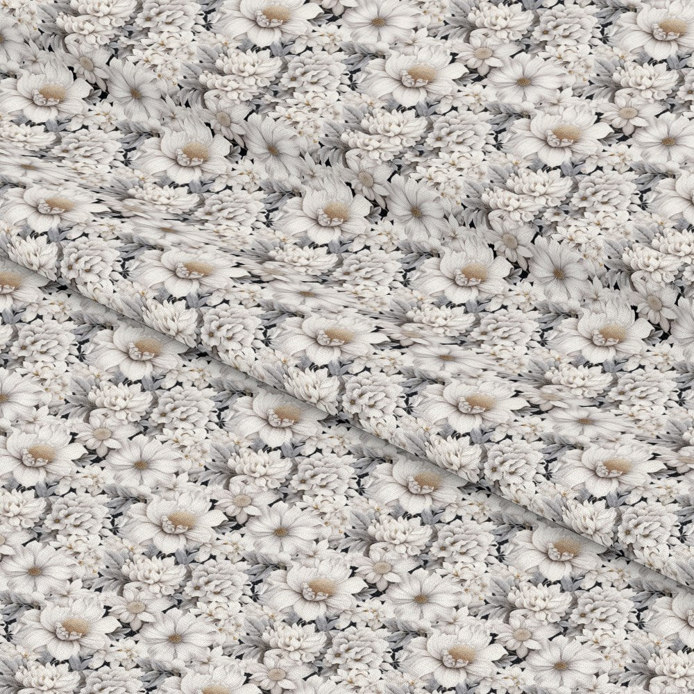White Flowers Pattern 11 Quilting Cotton Fabric