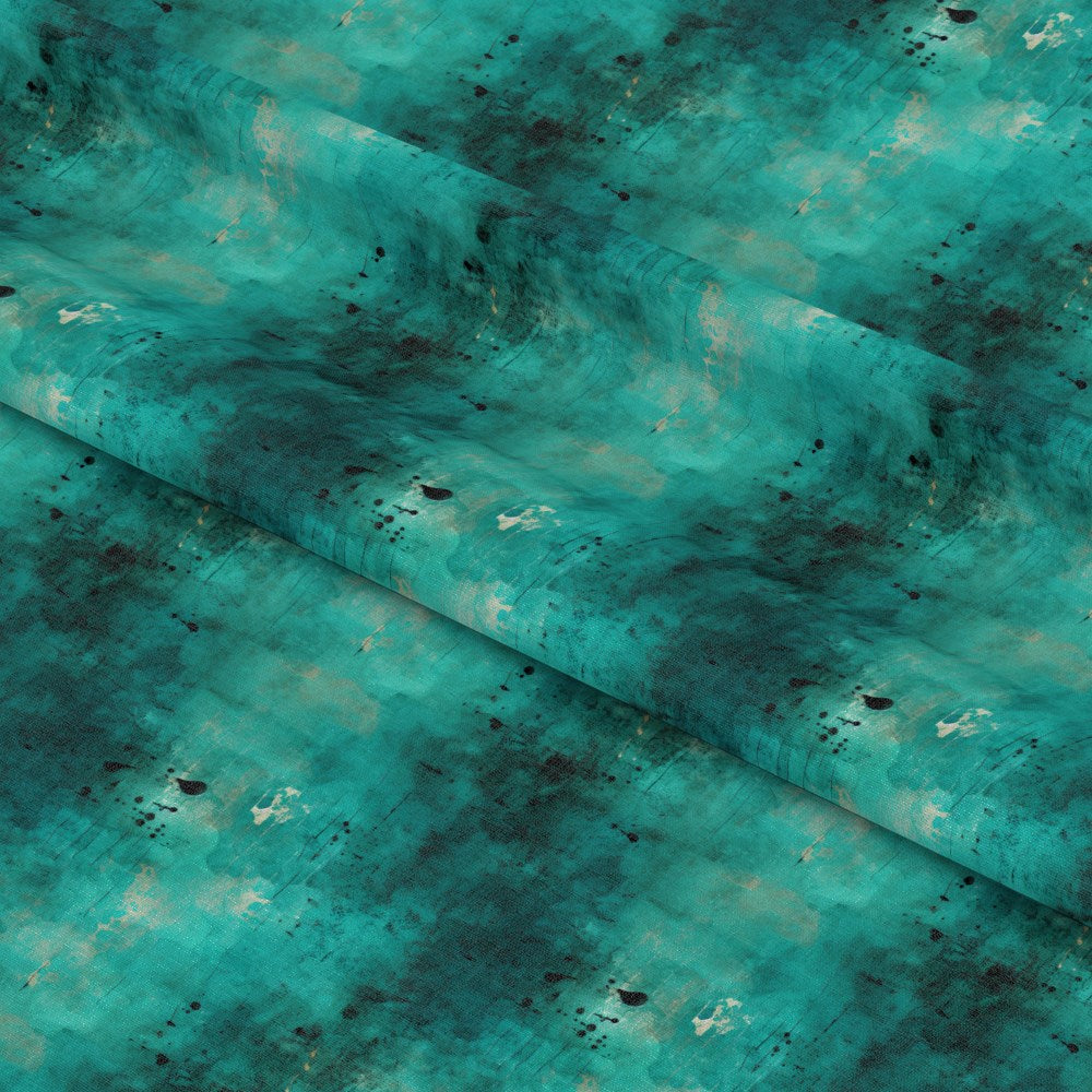 Teal Grunge Pattern 11 Quilting Cotton Fabric
