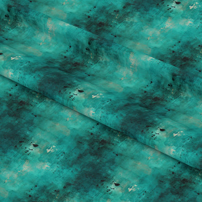 Teal Grunge Pattern 11 Quilting Cotton Fabric