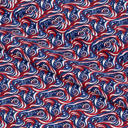 USA Flag Swirls Pattern 7 Quilting Cotton Fabric