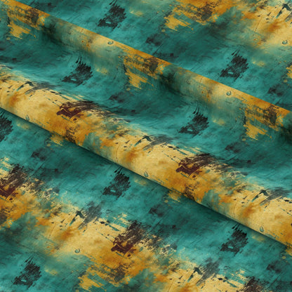 Teal Grunge Pattern 12 Quilting Cotton Fabric
