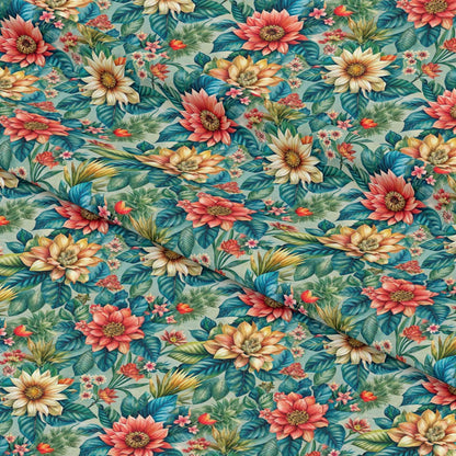 Beautiful Flowers Euphorbia Pattern 18 Quilting Cotton Fabric