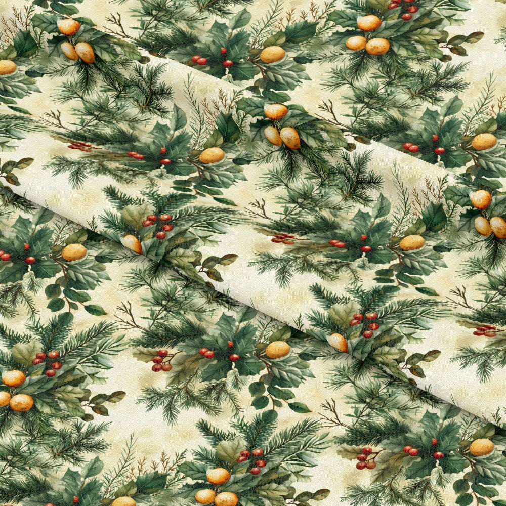 Winter Greenery Pattern 10 Quilting Cotton Fabric