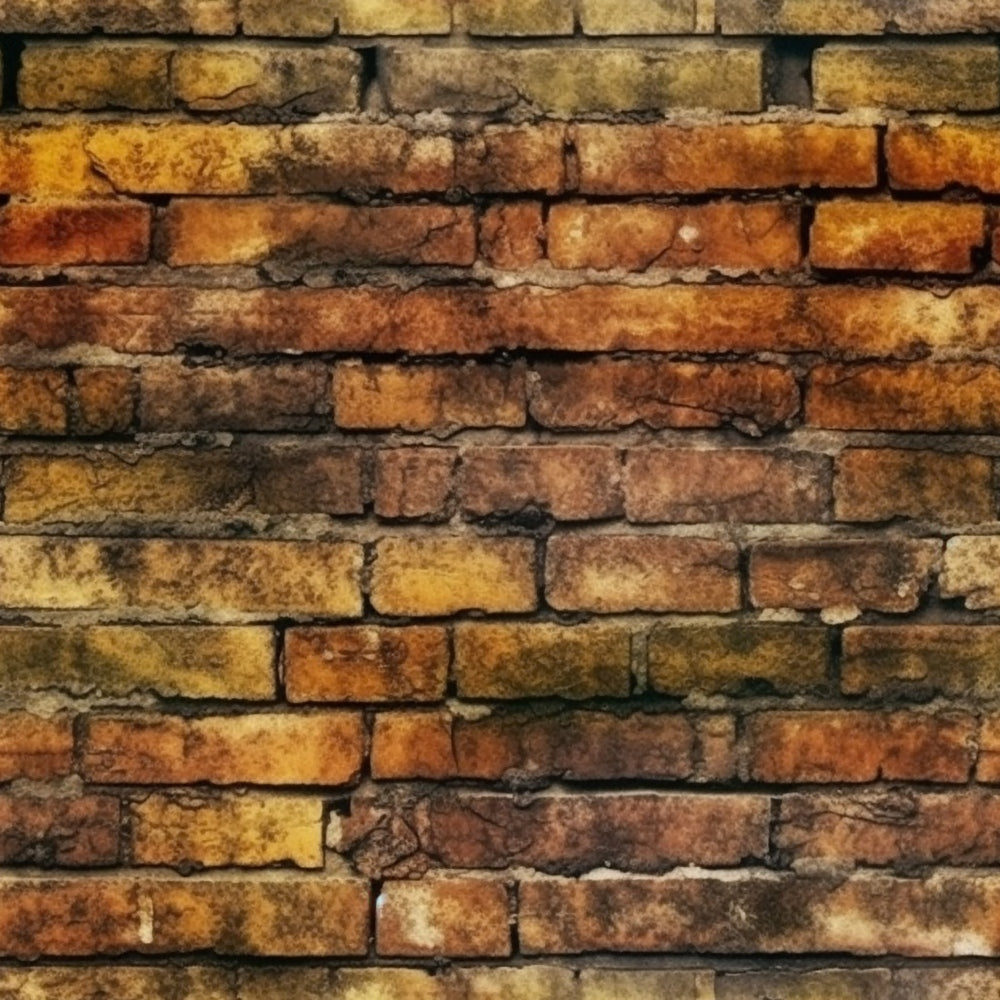 A rustic wall made of uneven, weathered brown bricks with varying shades and surface textures.