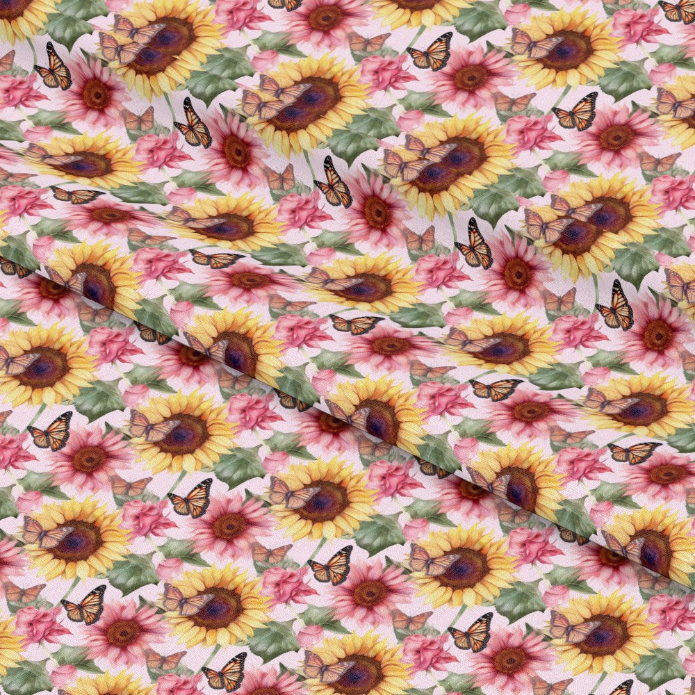 Sunflower and Butterfly Pattern 19 Quilting Cotton Fabric