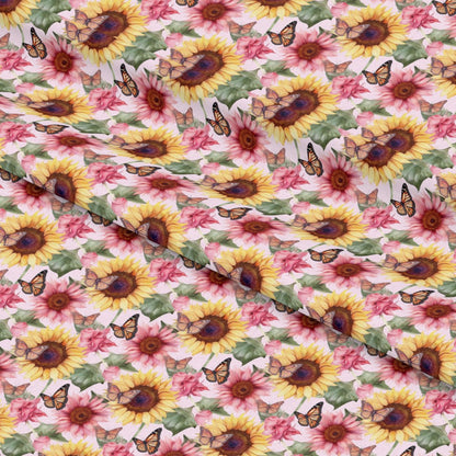 Sunflower and Butterfly Pattern 19 Quilting Cotton Fabric