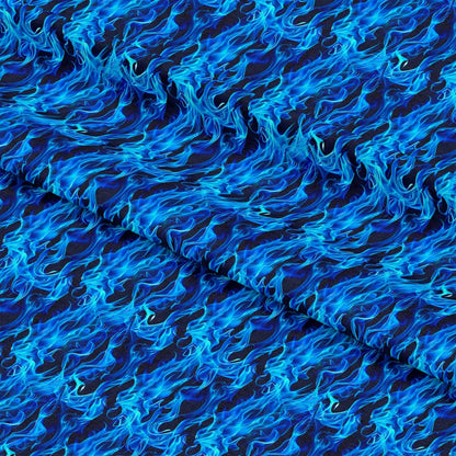 Blue Splash Fire Flame Pattern 10 Quilting Cotton Fabric