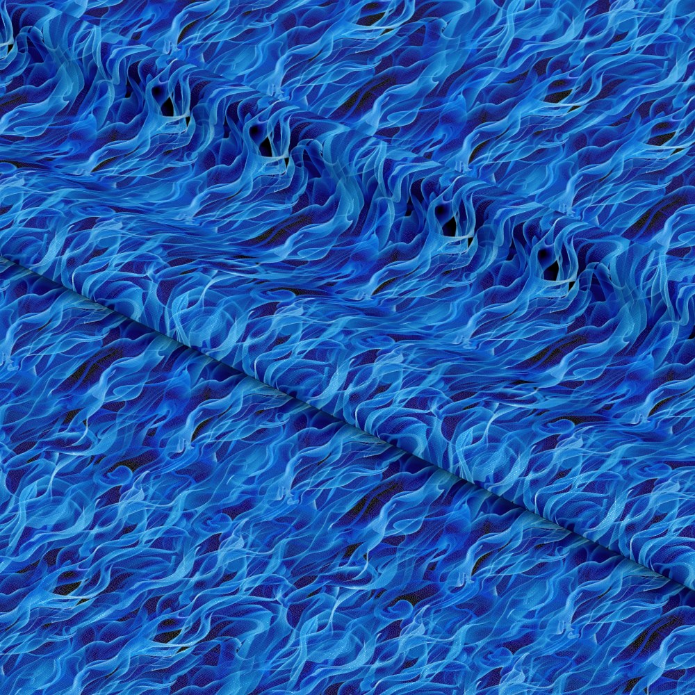 Blue Splash Fire Flame Pattern 3 Quilting Cotton Fabric