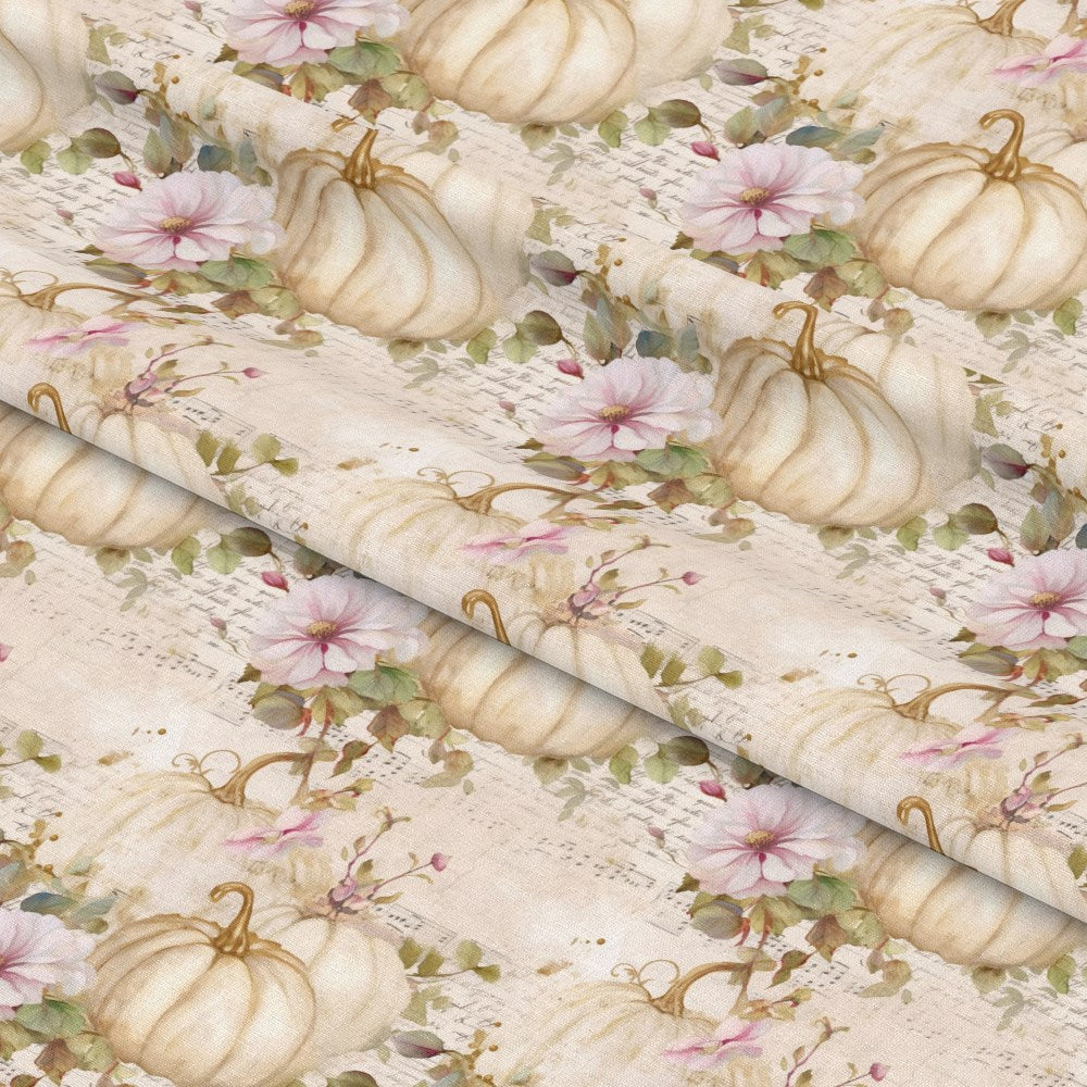 White Fall Pumpkins Pattern 1 Quilting Cotton Fabric
