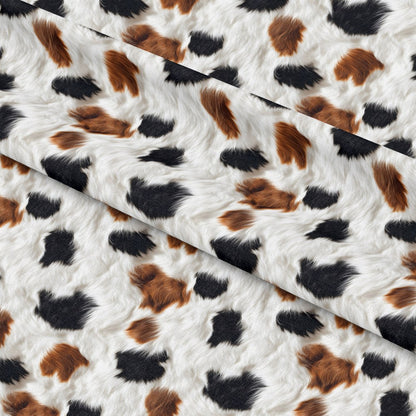 - Bold Brown and White Cow Pattern 15 Quilting Cotton Fabric  
- Brown spots, white background  
- Black spots, dairy-inspired print  
- Quilting material, cotton textile  
- Animal print, rustic farm style  
- Soft texture, natural colors  
- Fabric for crafts, sewing projects