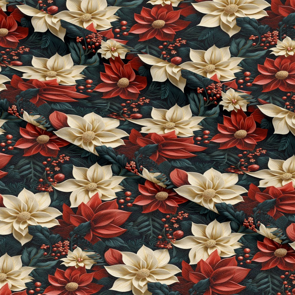 Poinsettia Blooms Pattern 1 Quilting Cotton Fabric