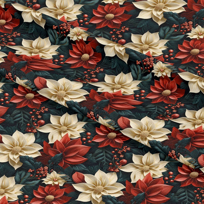 Poinsettia Blooms Pattern 1 Quilting Cotton Fabric